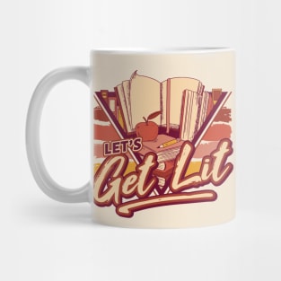 Retro Let's Get Lit // 90s Style Book Lover Literature Mug